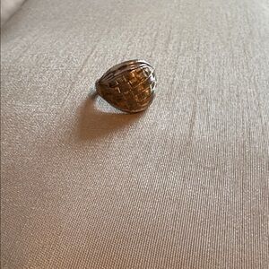 Vintage Basket Weave Dome Ring | Sterling Silver Tone | Small Size
